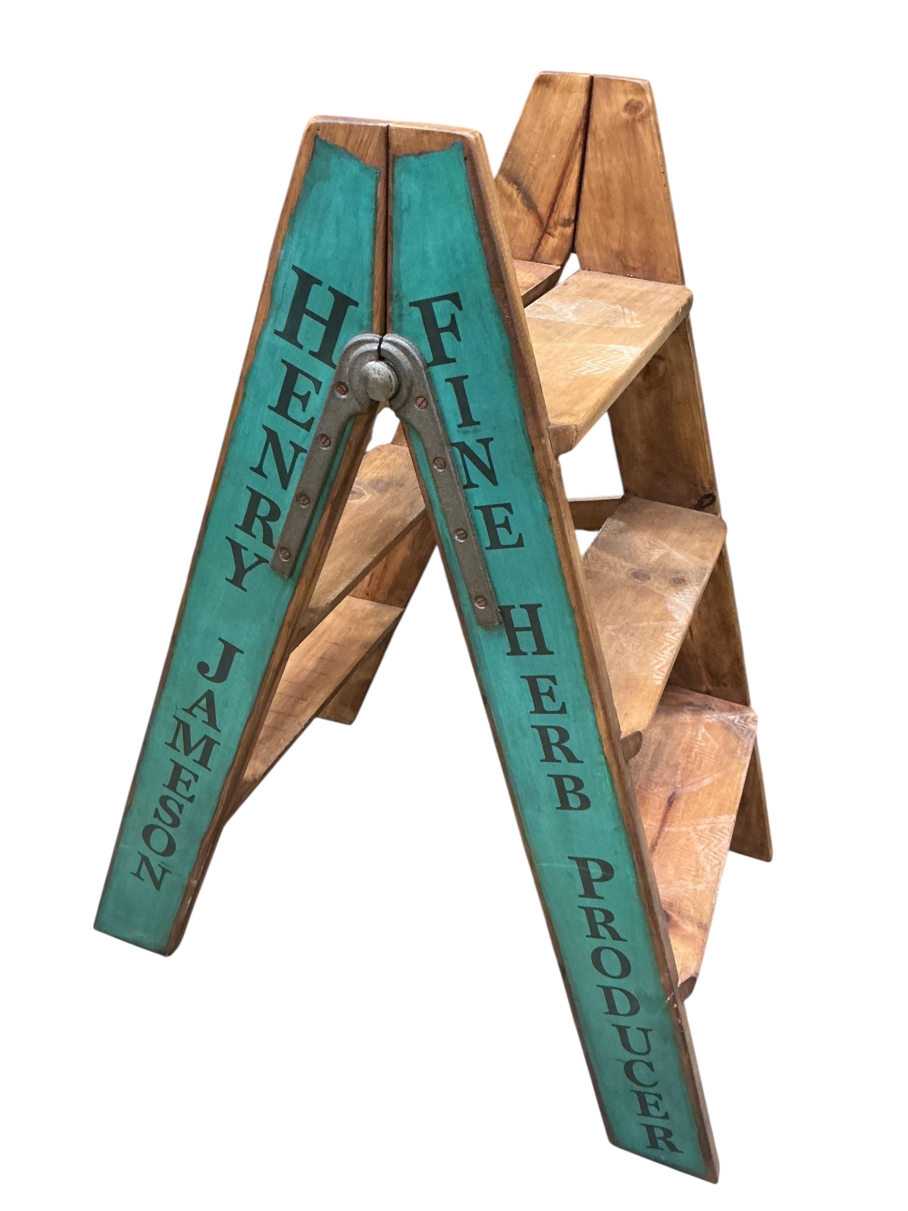 A set of reproduction painted wood 'Borough Market' folding steps
